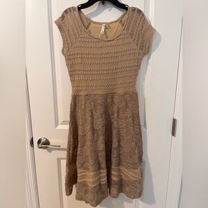 NY Collection Tan Lace Mini Dress